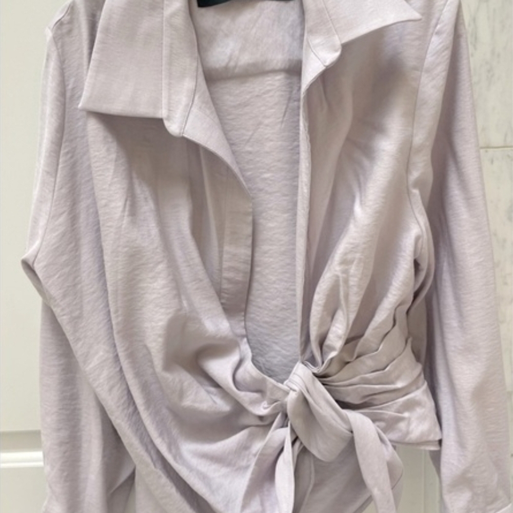Jacquemus Bahia Pale Lilac Tie-Front Button Down Shirt
